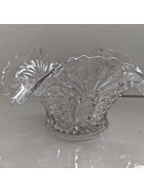 Antique Higbee Pressed Glass Candy Bowl 5 1/4" x 4 1/2" x 3" tall  1910-1914